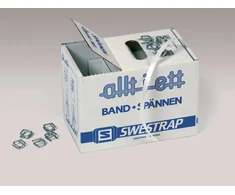 Padėklų dirželis DS Smith, 13 mm x 250 m, su 50 metalinių sagčių