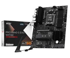 Pagrindinė plokštė MSI Pro B840-S EVO WIFI6E, AMD, Lizdas AM5, AMD Ryzen 7000 serija, AMD Ryzen 8000 serija, AMD Ryzen 9000 serija, Lizdas AM5, DDR5-SDRAM, 256 GB