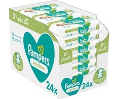 Servetėlės kūdikiams Pampers Sensitive Plastic Free, 24 pakuotės, 1248 servetėlės