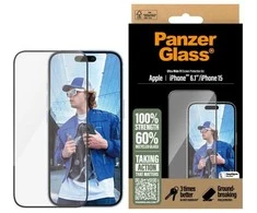 Panzer Glass PanzerGlass Ekrano apsauga | Apple | iPhone 16 / iPhone 15 | Stiklas | Skaidrus | Itin platus pritaikymas