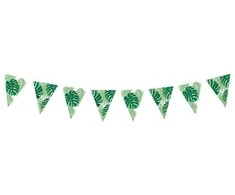 Party Deco Girlianda Vėliavėlės Tropical Party Party deko 15cmx1.5m žalia