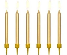 Party Deco Gimtadienio žvakės, auksinės, 6 cm, 6 universalios