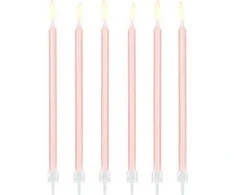 Party Deco Gimtadienio žvakutės šviesiai rožinės - 14 cm - 12 vnt. universalios