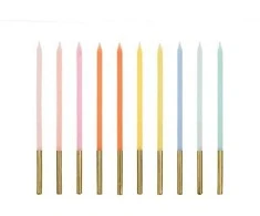 Party Deco Žvakutės gimtadienio 10 vnt 14cm spalvotos