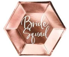 Party Deco Popierinės lėkštutės rausvos "Bride squad" 6 vnt