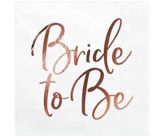 Party Deco Servetėlės 3 sluoksnių baltos "Bride to be"