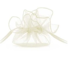 PartyDeco Organzos maišelis, 25cm 10 vnt, Spalva: Kreminė