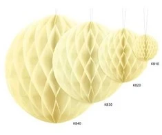Party Deco Korėtas apvalus papuošimas 30cm 1 vnt kreminis