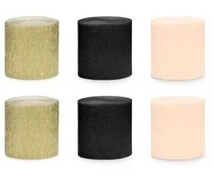 PartyDeco Krepa 5cm/10m A6 mix juoda-auksinė 42629