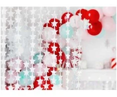 Party Deco Sidabrinės folijos užuolaida-lietutis "Žvaigždutės" 100*245cm
