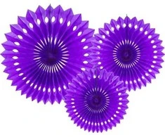 Party Deco Dekoratyvinės vyniojamojo popieriaus rozetės, violetinės, 20-30 cm, 3 vnt. Universalios
