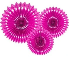 Party Deco Dekoratyvinės šilko popieriaus rozetės, tamsiai rožinės, 20-30 cm, 3 vnt. Universalios