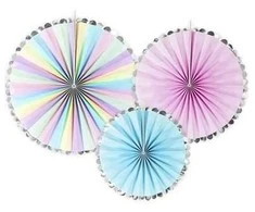 Party Deco Dekorai-rozetės PartyDeco Ø21-25-30cm/3vnt. Unicorn