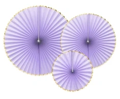 Party Deco Dekoratyvinės rozetės, šviesiai violetinės su auksiniais apvadais