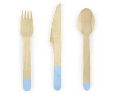 Party Deco PartyDeco SDR1-001J, 6 asmuo(-ys), Vienkartinės šakutės, Vienkartinis peilis, Vienkartinis šaukštas, Mediena, Mėlyna, Mediena, Vienspalvis, 160 mm