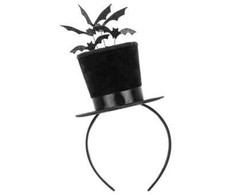 Party Deco Cilindro formos kepurė su šikšnosparniais 19x26cm juoda