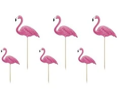 Party Deco Tortų dekorai Flamingo Tropical Party Party deko 15-23.5cm/6vnt. rožiniai