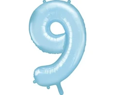 Party Deco Balionas folinis skaičius 9 melsvas 86cm