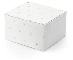 Party Deco Dovanų dėžutės baltos su širdelėmis 10 vnt 6*3,5*5,5cm