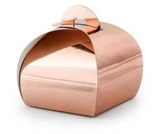 Party Deco Dovanų dėžutės rausvai auksinės 10 vnt 6*6*5,5cm