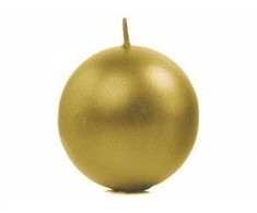 Party Deco Auksinė rutulinė žvakė, 6 cm