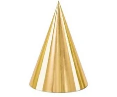 Party Deco Auksinės vakarėlių skrybėlės, 6 vnt.