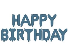 PartyDeco Foliniai balionai "HAPPY BIRTHDAY" , mėlyni 35cm
