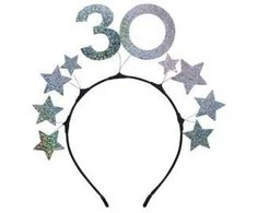 Party Deco Plaukų juosta su žvaigždėmis 30 metų