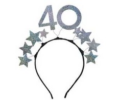 Party Deco Plaukų juosta su žvaigždėmis 40 metų