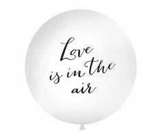 Party Deco Balionas 1m skersmens baltas "Love is in the air"