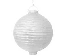 Party Deco Popierinis žibintas PartyDeco Ø30cm/2xAAA baltas