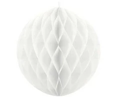 Party Deco Korėtas apvalus papuošimas 10cm 1 vnt baltas
