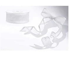 Party Deco Juostelė satino 25mm/25m balta blizganti