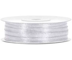 Party Deco Juostelė satino 3mm/50m balta