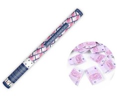 Party Deco PartyDeco konfeti patranka su 500 eurų banknotais, mišrus, 60 cm, konfeti patranka, violetinė, 1 spalva, žaidimo kortos, 600 mm, 1 vnt.