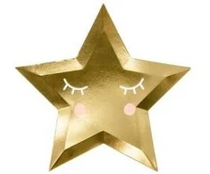 Party Deco Popierinės lėkštutės auksinės "Žvaigždė" 6vnt 27cm