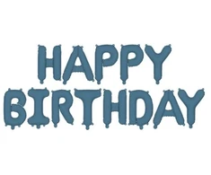 PartyDeco Foliniai balionai "HAPPY BIRTHDAY" , mėlyni 35cm