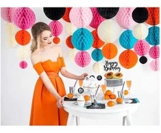 Party Deco Oranžinis papirvæv kugle