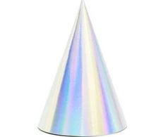 Party Deco Gimtadienio kepuraitės sidabrinės 16cm 6 vnt