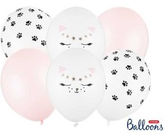 Party Deco PartyDeco SB14P-306-000-6, Žaislinis balionas, Lateksas, Juoda, Auksinė, Rožinė, Balta, Ovalus, 30 cm, 6 vnt.