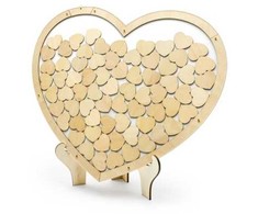 Party Deco Svečių knyga medinė, Širdis, 44x37,5 cm universalus
