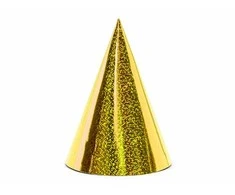 Party Deco Gimtadienio kepuraitės auksinės blizgios 16cm 6 vnt
