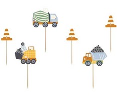 Party Deco Muffin dekoracijos Statybinės transporto priemonės 4-7cm 6vnt