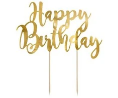Party Deco Torto papuošimas Happy Birthday PartyDeco H22.5cm sidabro spalvos
