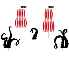 Party Deco Tortų dekorai Pirates party Party deko 13.5-21cm/5vnt.