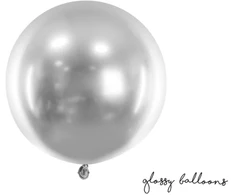 Party Deco Folinis blizgus balionas 60cm skersmens sidabrinis