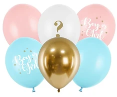 PartyDeco Balionų rinkinys "Boy or Girl" 30cm 6 vnt
