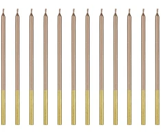 Party Deco Žvakutės gimtadienio 12 vnt 14cm rausvai auksinės