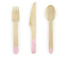 Party Deco PartyDeco SDR1-081J, 6 asmuo(-ys), Vienkartinės šakutės, Vienkartinis peilis, Vienkartinis šaukštas, Mediena, Rožinė, Mediena, Vienspalvis, 160 mm