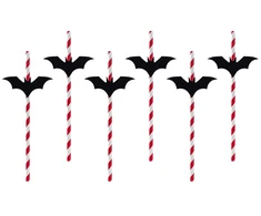 Party Deco Popieriniai šiaudeliai "šikšnosparnis" 6vnt